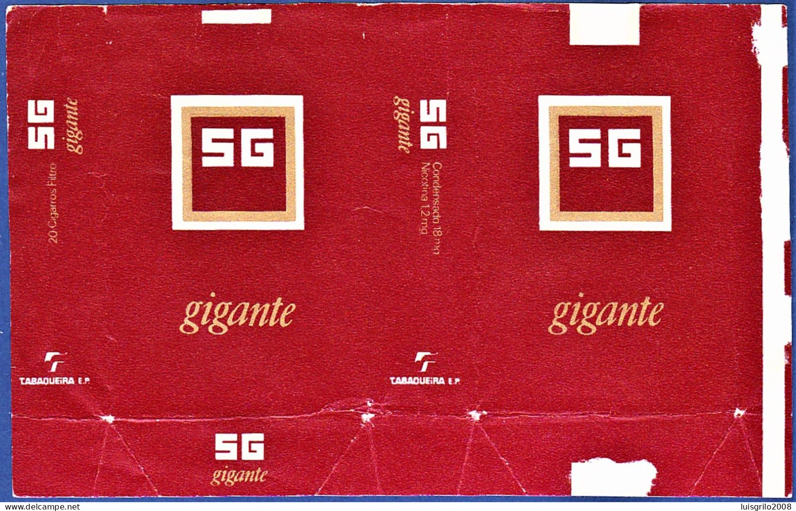 Portugal 1960/ 70, Pack Of Cigarettes - SG Gigante -|- A Tabaqueira, Lisboa - Tabaksdozen (leeg)