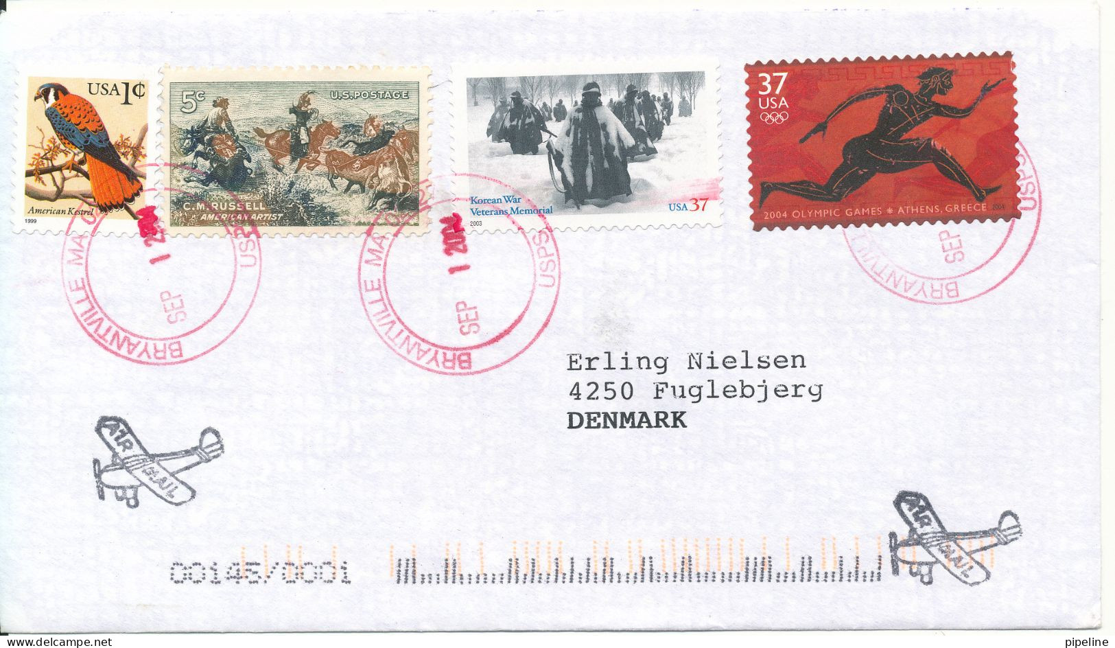 USA Cover Sent To Denmark 1-9-2004 Topic Stamps - Brieven En Documenten