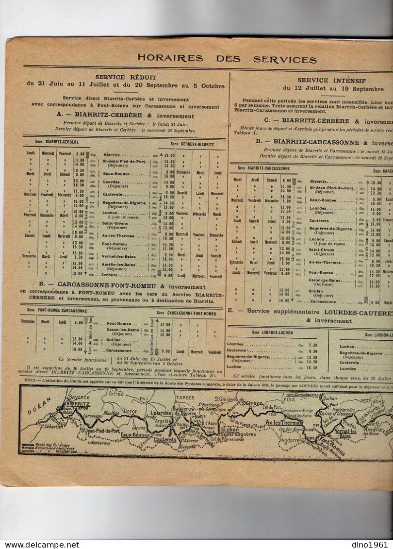VP22.331 - 1926 - Guide / G. ROZET / Chemins De Fer Du Midi / La Route Des Pyrénées En Auto - Car : BIARRITZ X CERBERE - Chemin De Fer & Tramway