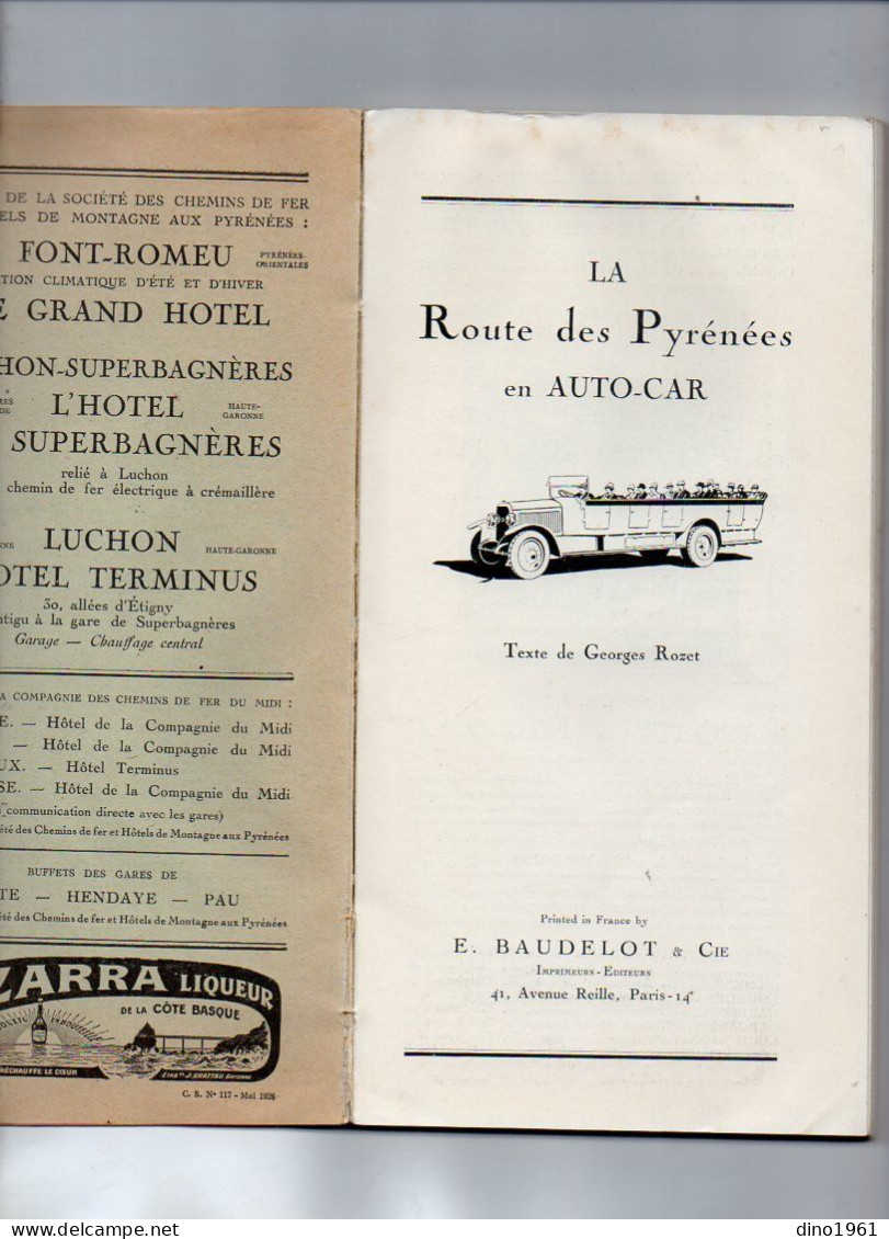 VP22.331 - 1926 - Guide / G. ROZET / Chemins de Fer du Midi / La Route des Pyrénées en Auto - Car : BIARRITZ x CERBERE