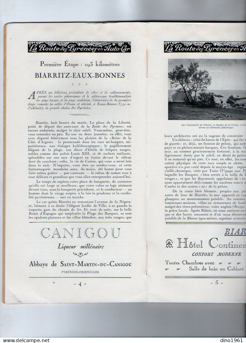 VP22.331 - 1926 - Guide / G. ROZET / Chemins de Fer du Midi / La Route des Pyrénées en Auto - Car : BIARRITZ x CERBERE