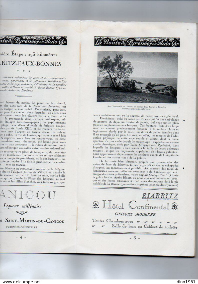 VP22.331 - 1926 - Guide / G. ROZET / Chemins de Fer du Midi / La Route des Pyrénées en Auto - Car : BIARRITZ x CERBERE