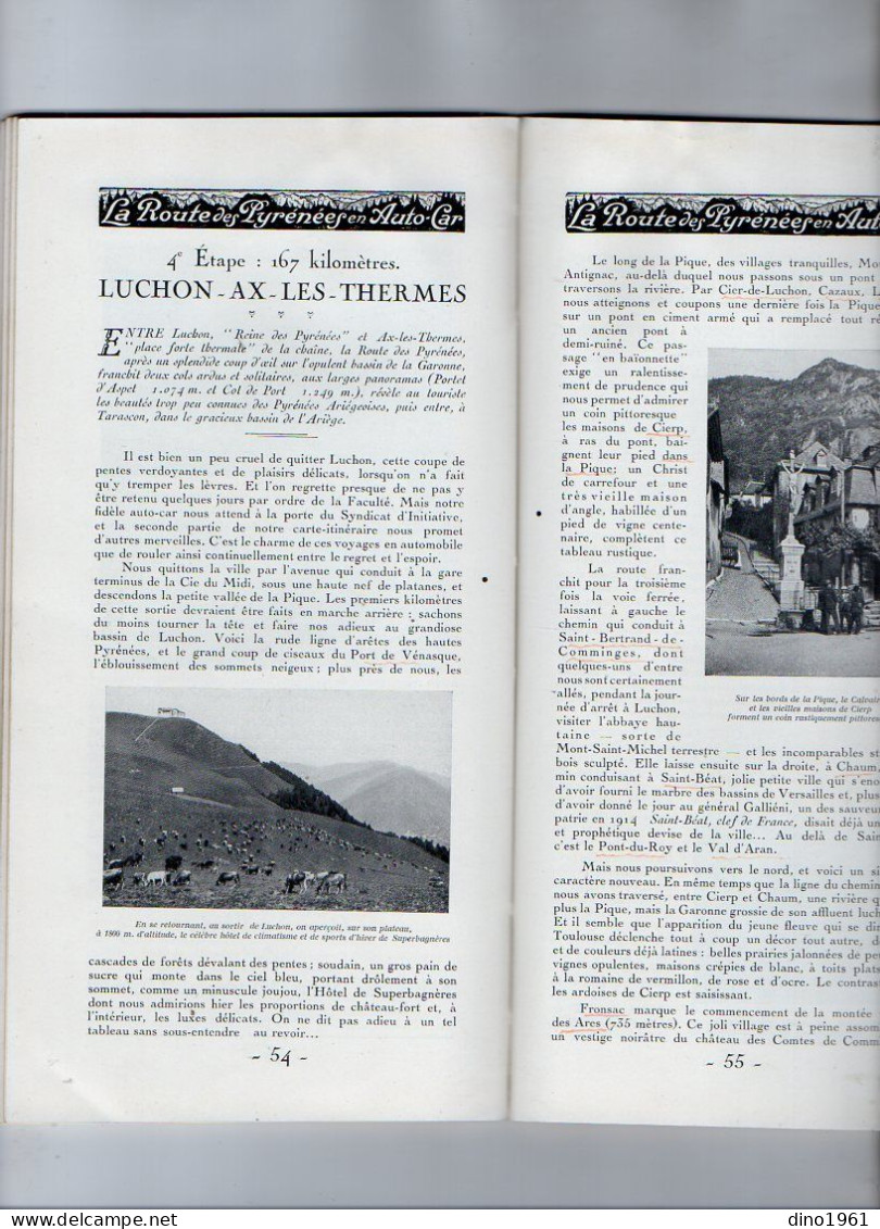 VP22.331 - 1926 - Guide / G. ROZET / Chemins de Fer du Midi / La Route des Pyrénées en Auto - Car : BIARRITZ x CERBERE