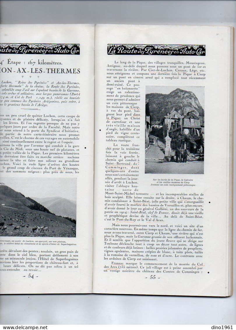 VP22.331 - 1926 - Guide / G. ROZET / Chemins de Fer du Midi / La Route des Pyrénées en Auto - Car : BIARRITZ x CERBERE