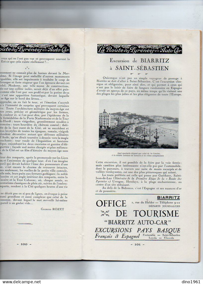 VP22.331 - 1926 - Guide / G. ROZET / Chemins de Fer du Midi / La Route des Pyrénées en Auto - Car : BIARRITZ x CERBERE