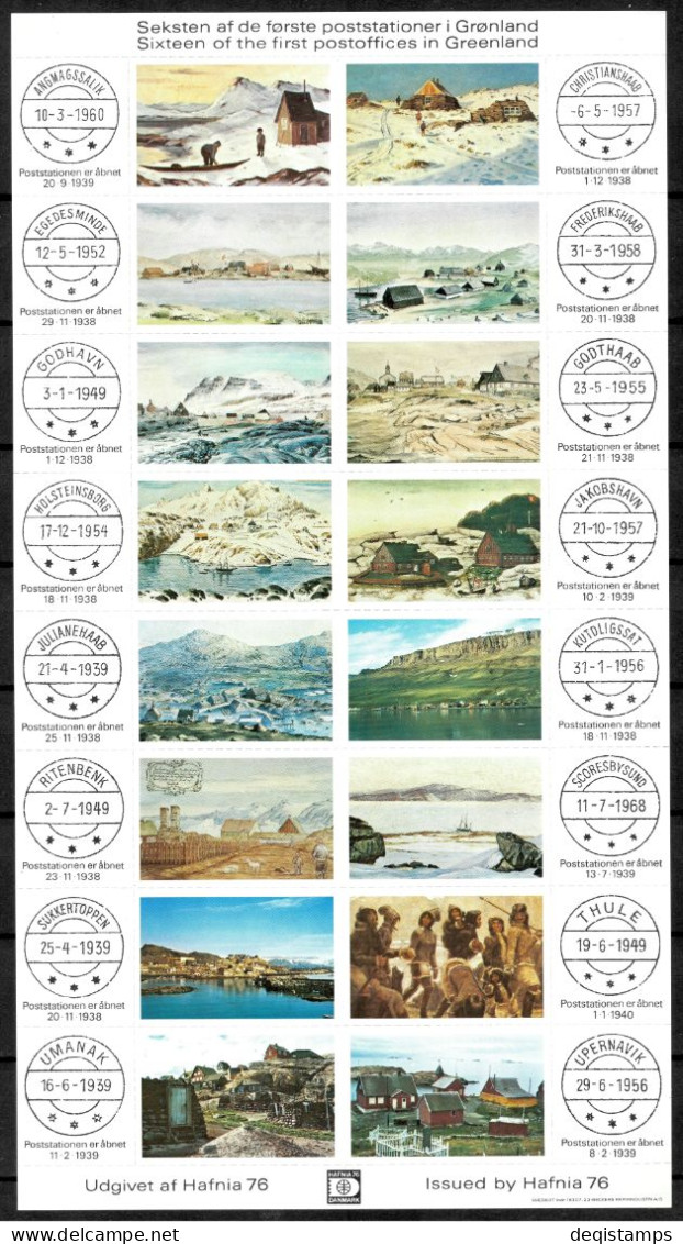 Artists' Views Of 16 Of The First Post Offices In Greenland 1976 / MNH ** - Ungebraucht