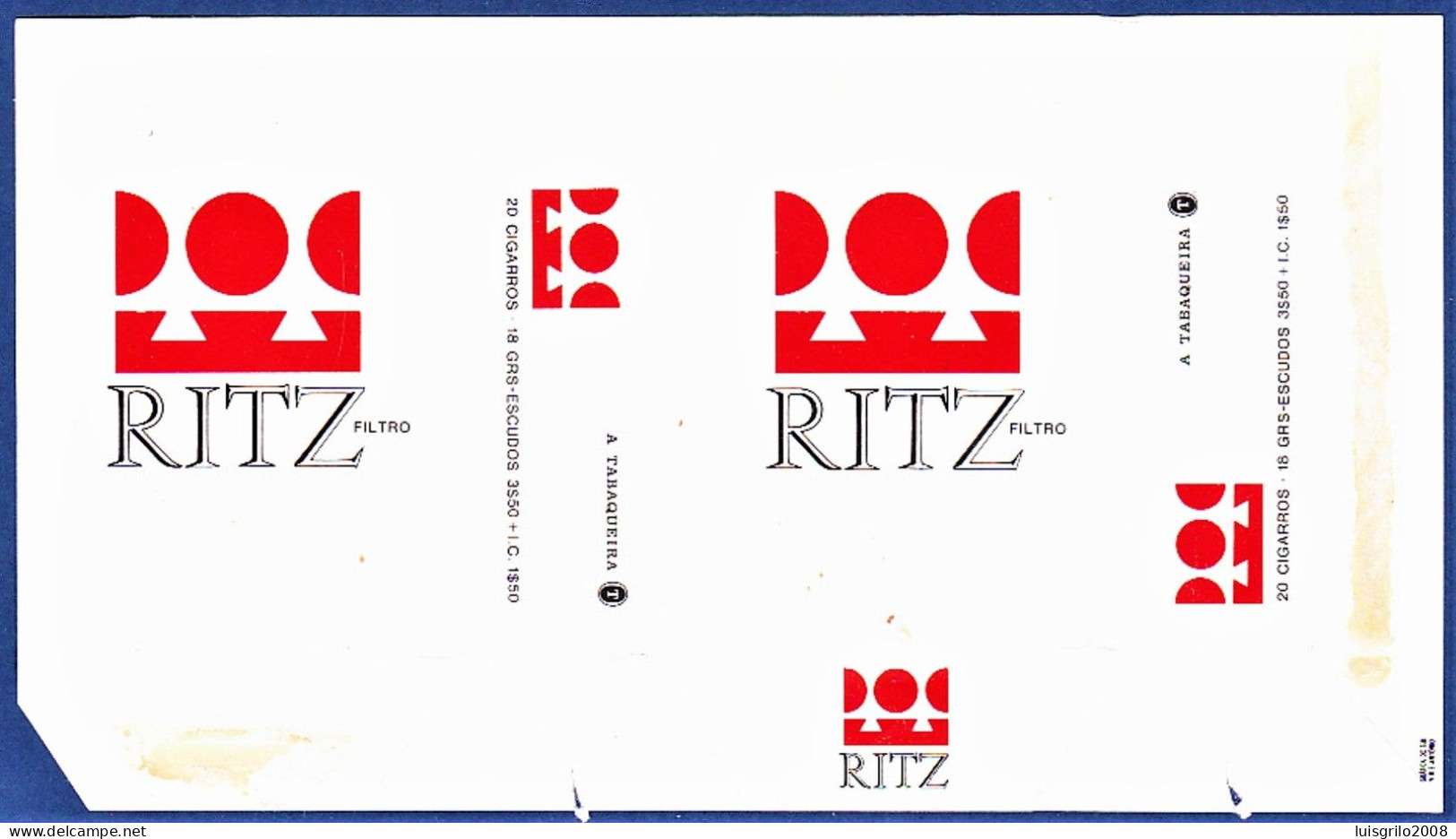 Portugal 1960/ 70, Pack Of Cigarettes - RITZ Filtro -|- A Tabaqueira, Lisboa - Cajas Para Tabaco (vacios)