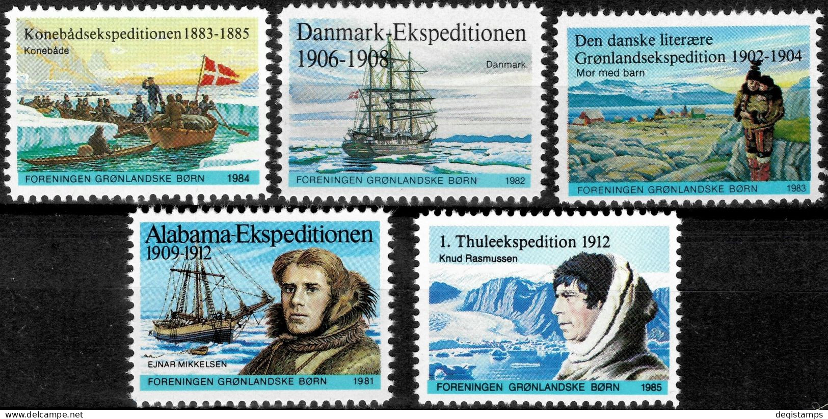 Explorers Alabama, Thule, Denmark Expeditions Greenland Vignettes 1981/85 / MNH - Neufs