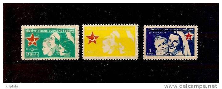 1954 TURKEY TURKISH SOCIETY FOR THE PROTECTION OF CHILDREN CHARITY STAMPS MNH ** - Wohlfahrtsmarken