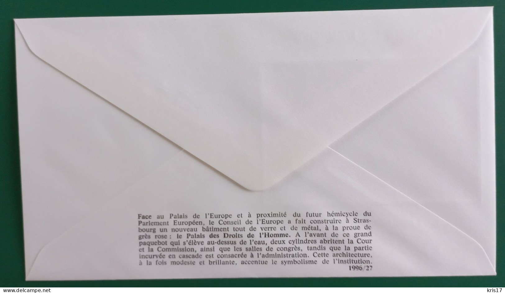 (FDC)(FR159) Enveloppe 1er Jour 1996 Conseil Europe Strasbourg - Covers & Documents