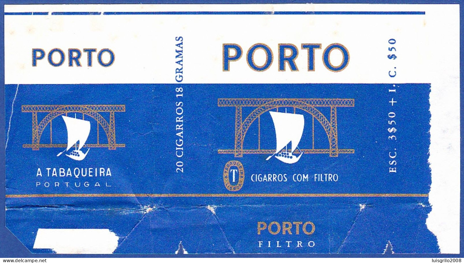 Portugal 1960/ 70, Pack Of Cigarettes - PORTO Filtro -|- A Tabaqueira, Lisboa - Tabaksdozen (leeg)