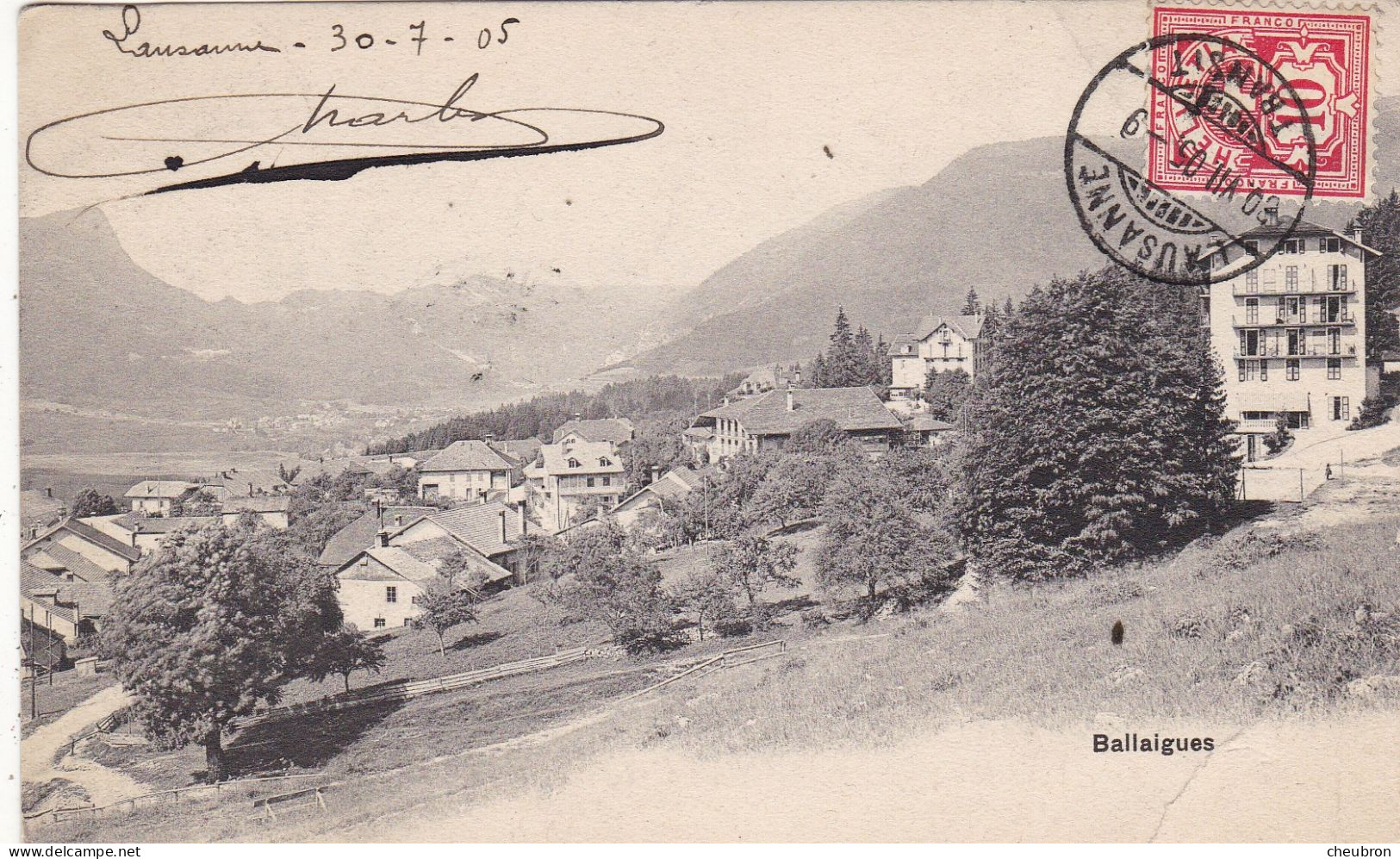 SUISSE .CPA. BALLAIGUES. VUE GENERALE. HAUTEL AUBEPINE. ANNEE 1905 + TEXTE - Ballaigues