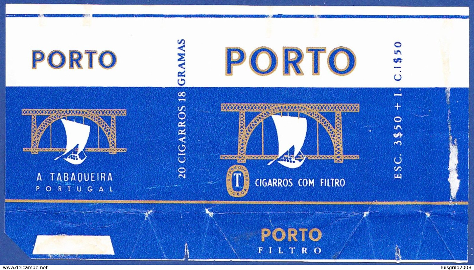 Portugal 1960/ 70, Pack Of Cigarettes - PORTO Filtro -|- A Tabaqueira, Lisboa - Boites à Tabac Vides