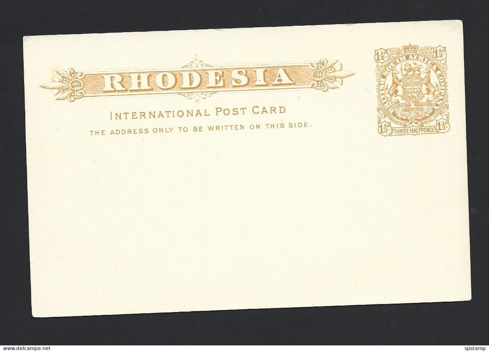 Rhodesia 1890's International Pre Printed Post Card 1&1/2d Yellow BSAC Franking Fine Unused - Southern Rhodesia (...-1964)