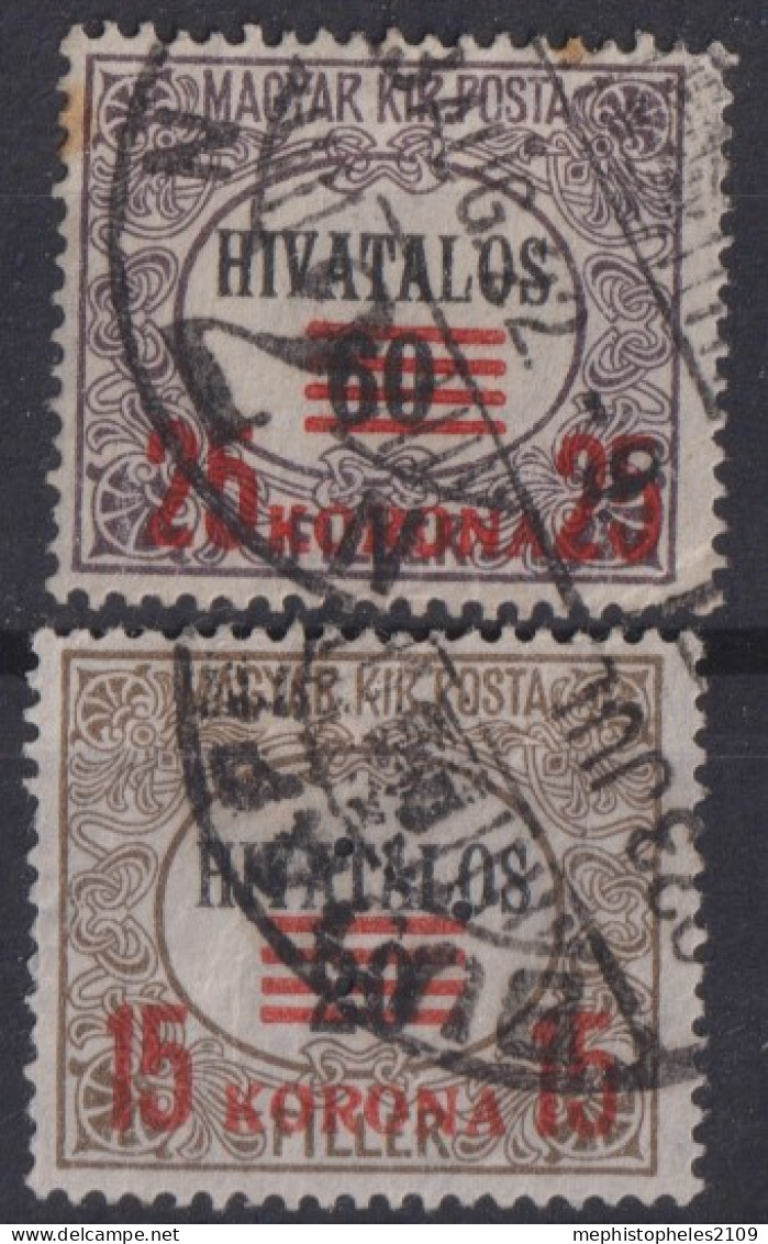 HUNGARY 1922 - Canceled - Sc# O21, O22 - Service  - Dienstzegels