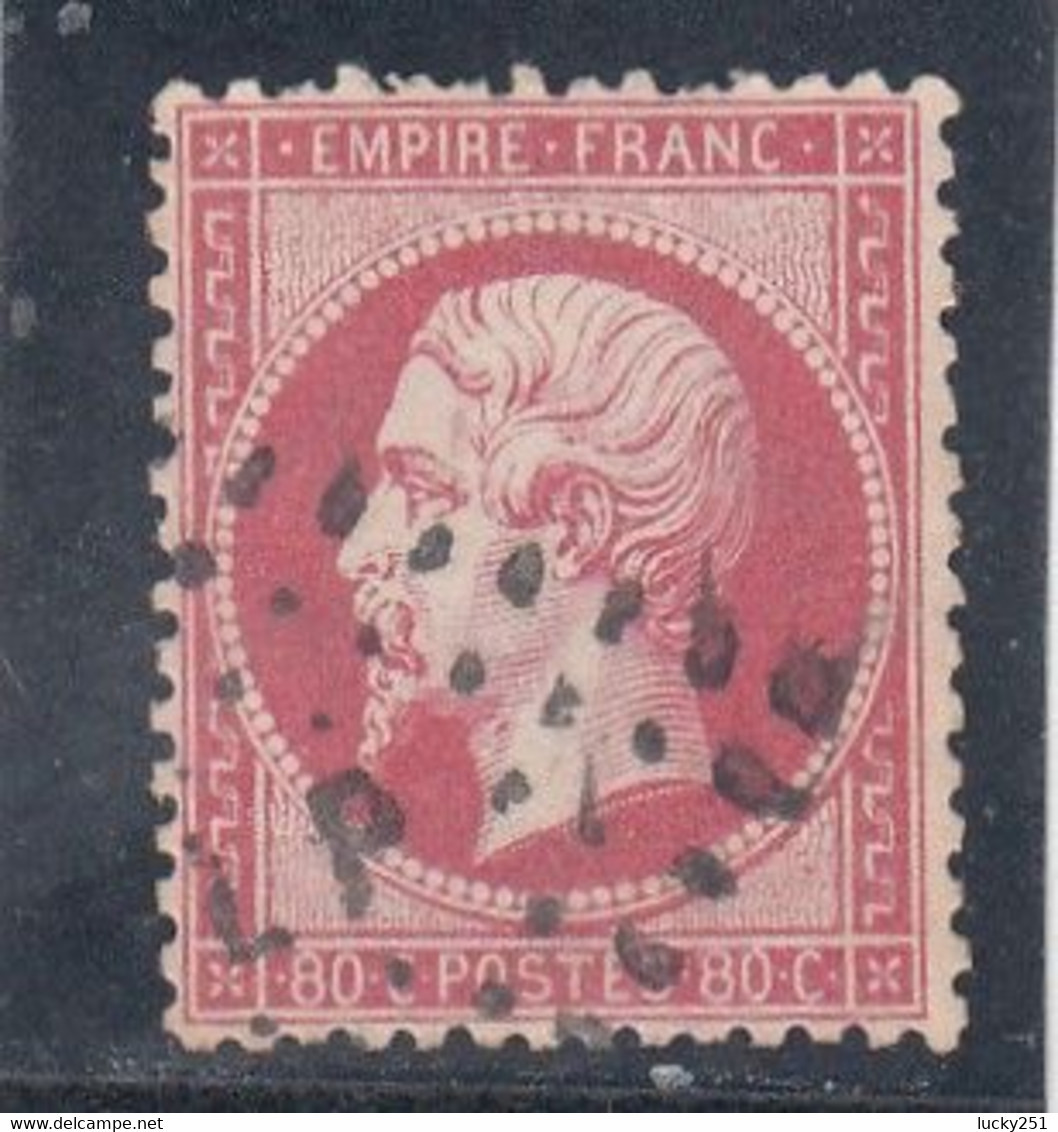 France - Année 1862 - N°YT 24 - Oblitération Ambulant LP - 80c Rose - 1862 Napoleon III