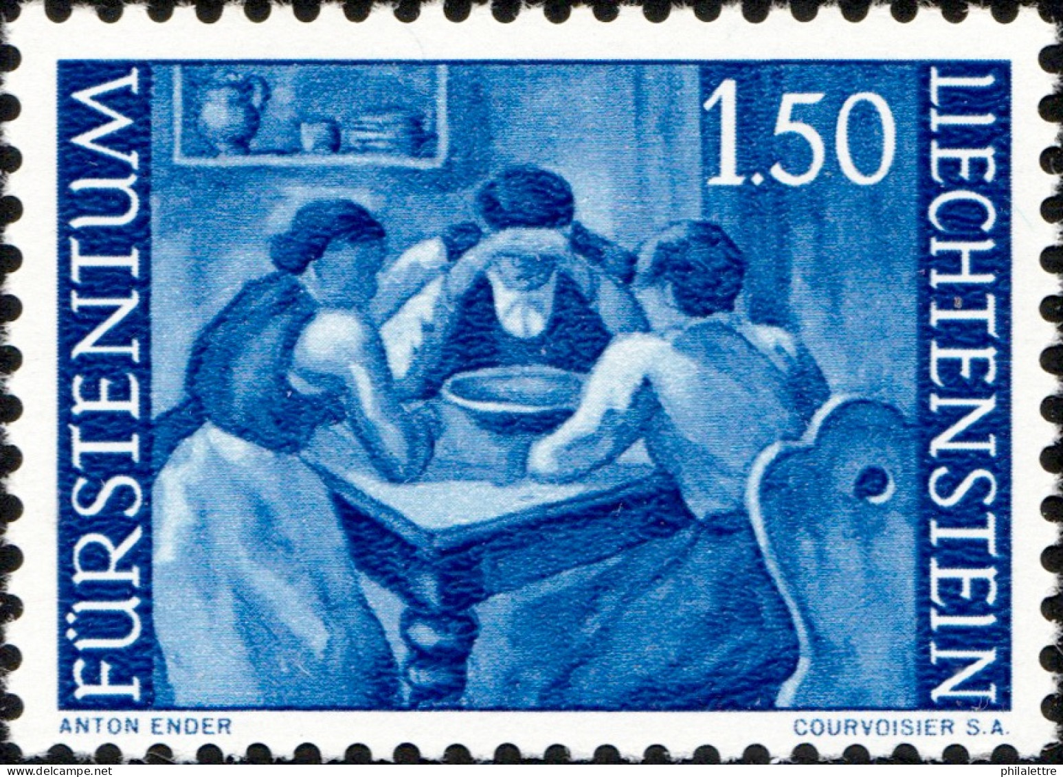LIECHTENSTEIN - 1960 - Mi.397 1fr50 Blackish Cobalt - Mint** - Unused Stamps