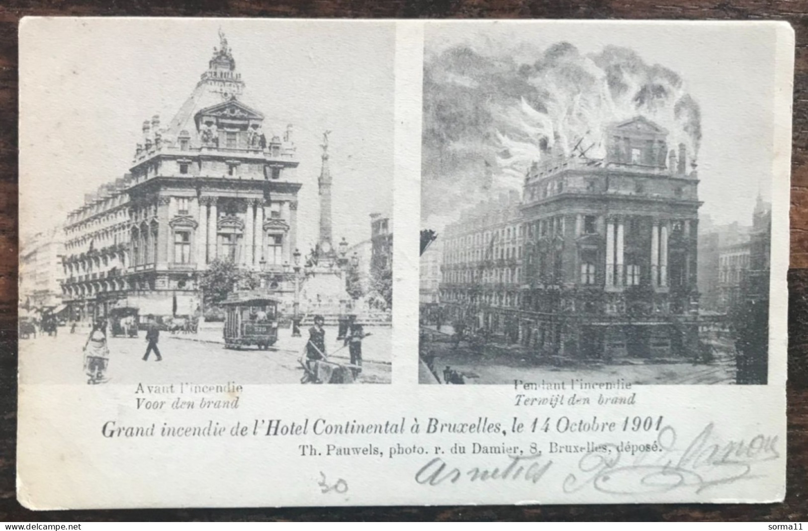 CPA BRUXELLES (Belgique) Grand Incendie De L'Hôtel Continental Le 14 Octobre 1901 - Cafés, Hôtels, Restaurants