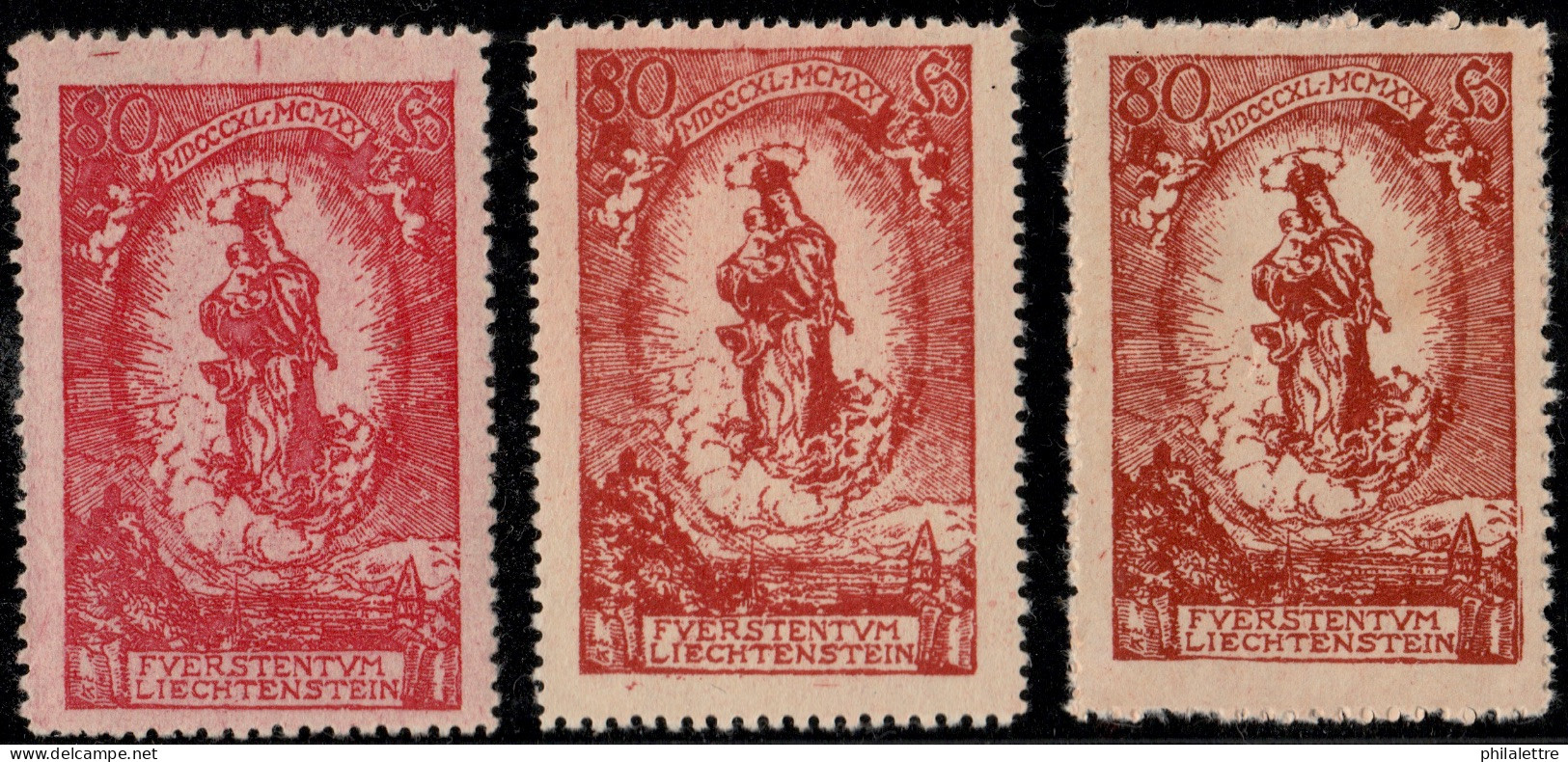 LIECHTENSTEIN - 1920 - Mi.41 Three Examples In Different Shades - Mint*/** - Ongebruikt