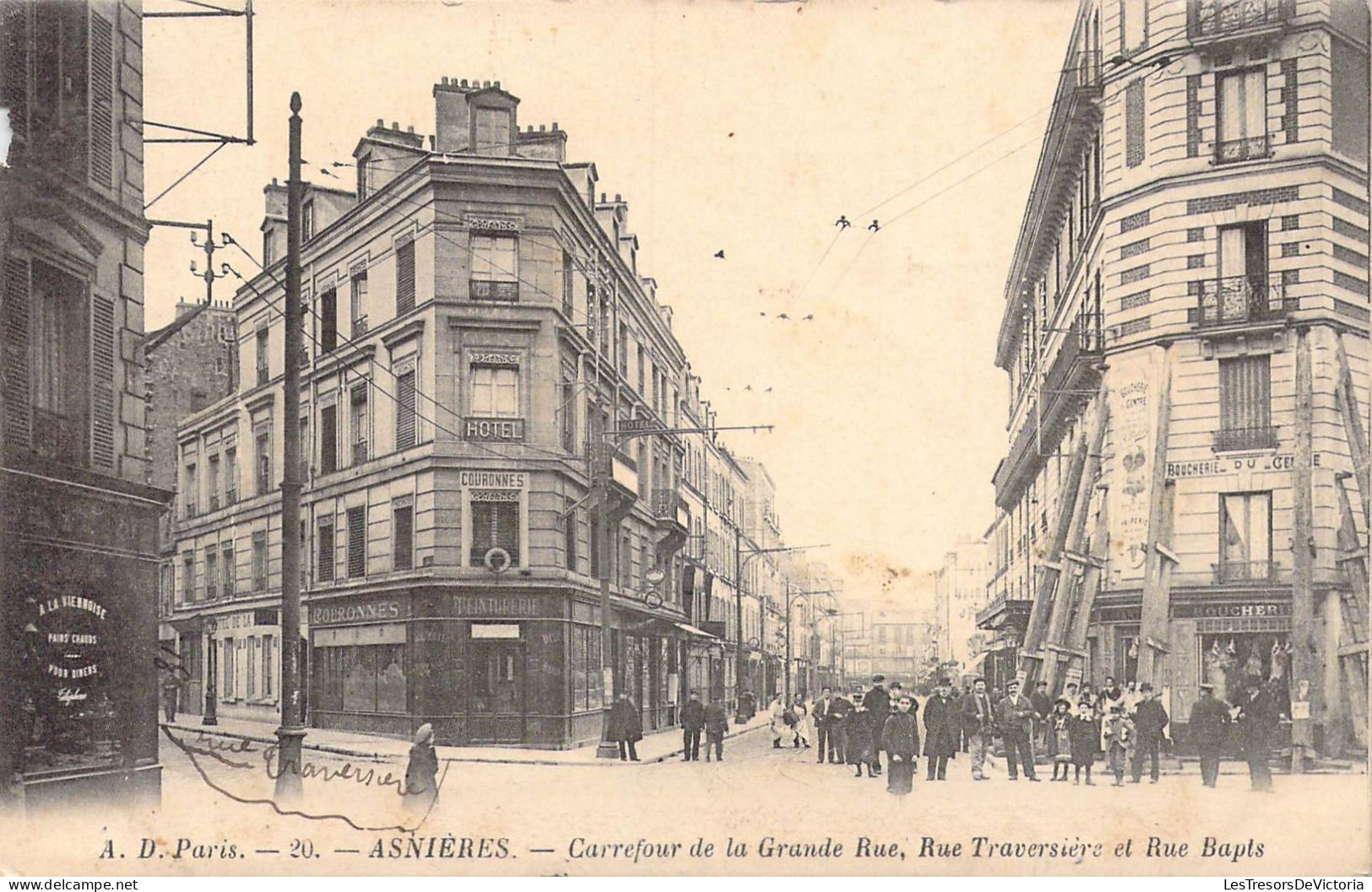 FRANCE - 92 - Asnières - Carrefour De La Grande Rue, Rue Traversière Et Rue Bapts - Carte Postale Ancienne - Asnieres Sur Seine