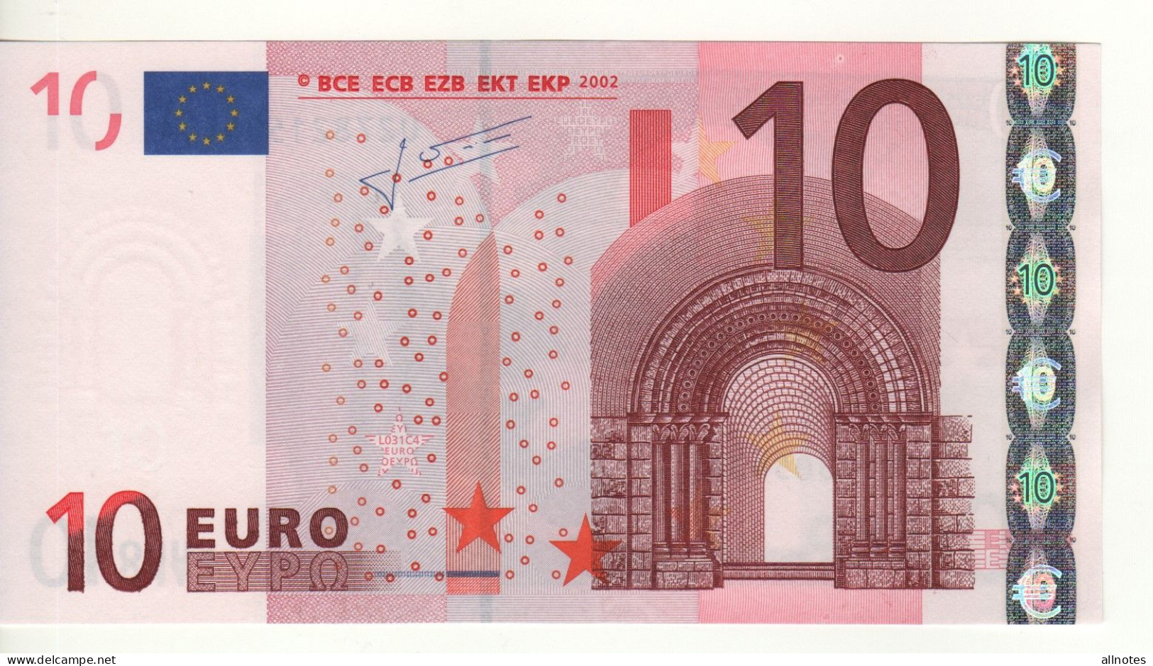 10 EURO  "U"  France   Firma Trichet    L 031 C4  Ch.82  /  FDS - UNC - 10 Euro