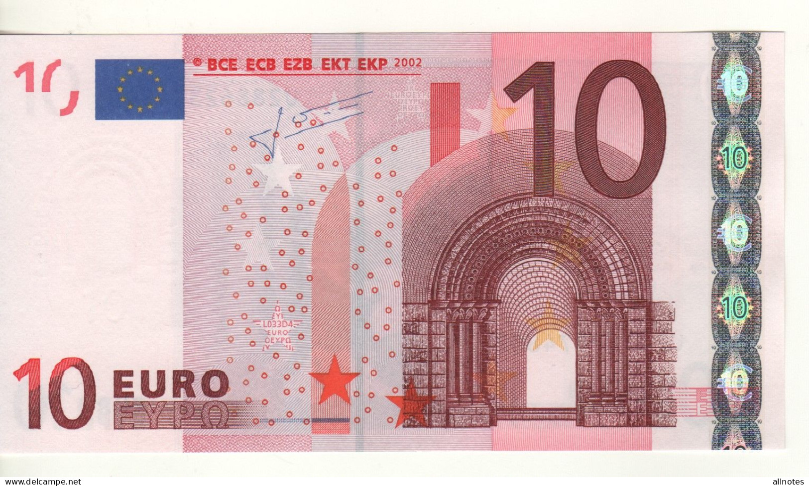 10 EURO  "U"  France   Firma Trichet    L 033 D4  Ch.86  /  FDS - UNC - 10 Euro