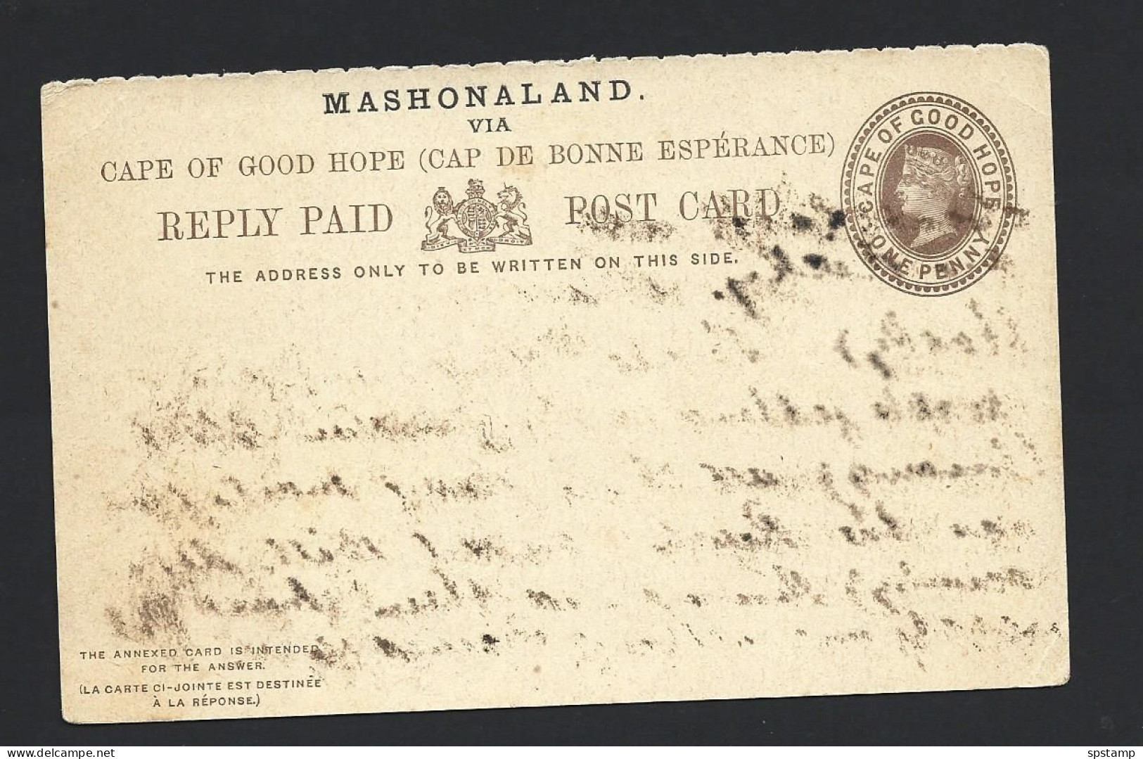 Rhodesia 1890's Mashonaland Via Overprint On COGH Post Card Address Half Used - Southern Rhodesia (...-1964)