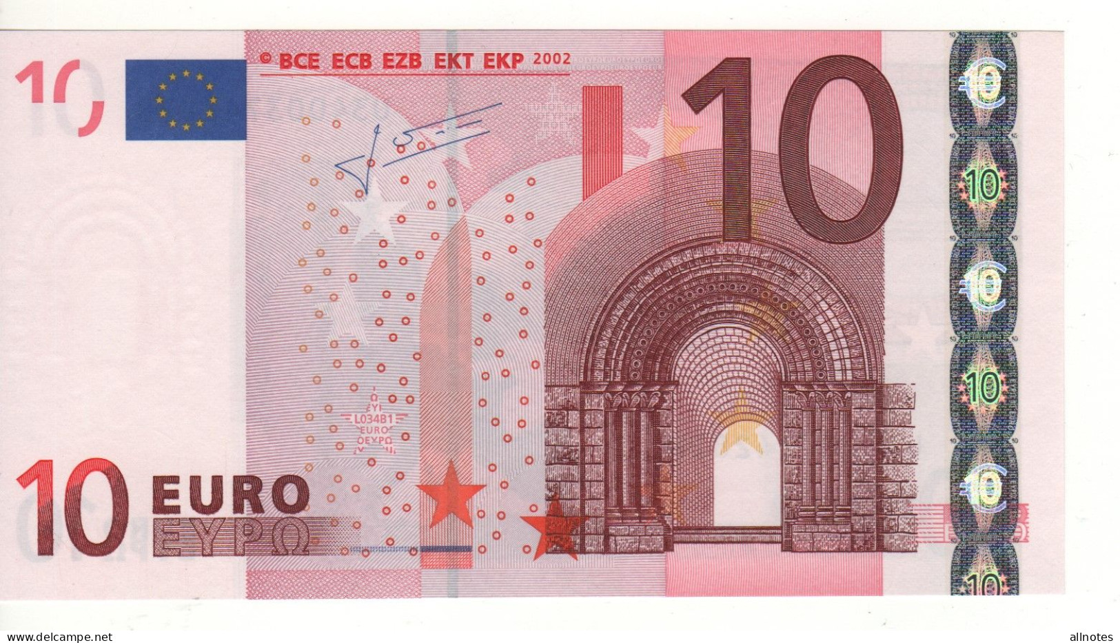 10 EURO  "U"  France   Firma Trichet    L 034 B1  Ch.00  /  FDS - UNC - 10 Euro