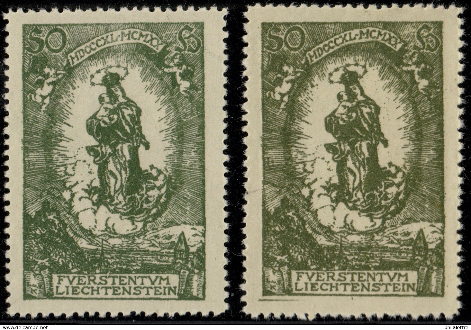 LIECHTENSTEIN - 1920 - Mi.40 Two Examples In Different Shades - Mint** - Ongebruikt