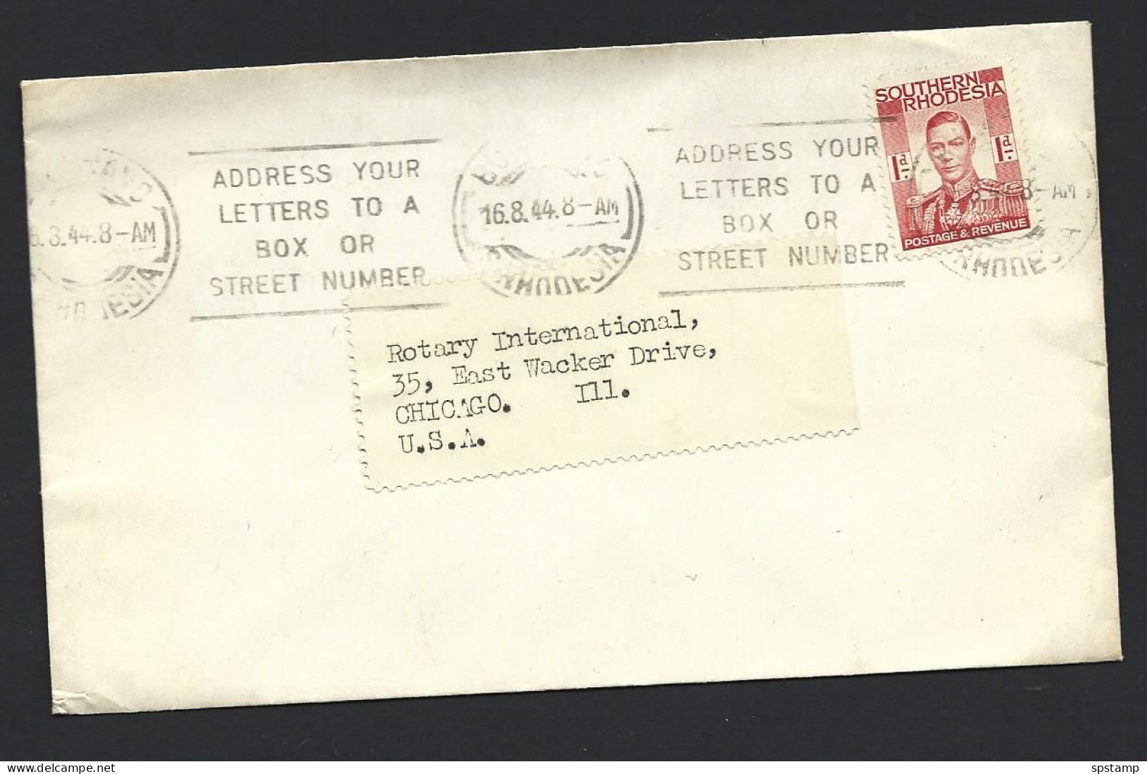 Rhodesia 1944 August 16th Cover Bulawayo To Chicago USA - Southern Rhodesia (...-1964)