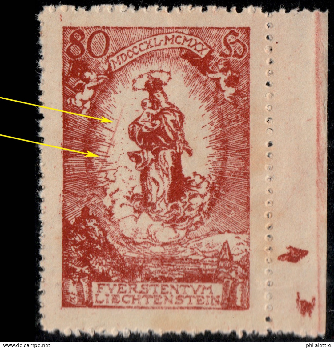 LIECHTENSTEIN - 1920 - Mi.41 With Long Line At Left In White Background - Mint** - Ungebraucht