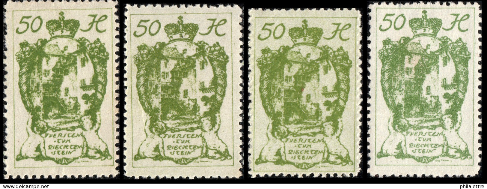 LIECHTENSTEIN - 1920 - 4x Mi.32 - 50h Yellow Green - Mint** - Nuovi