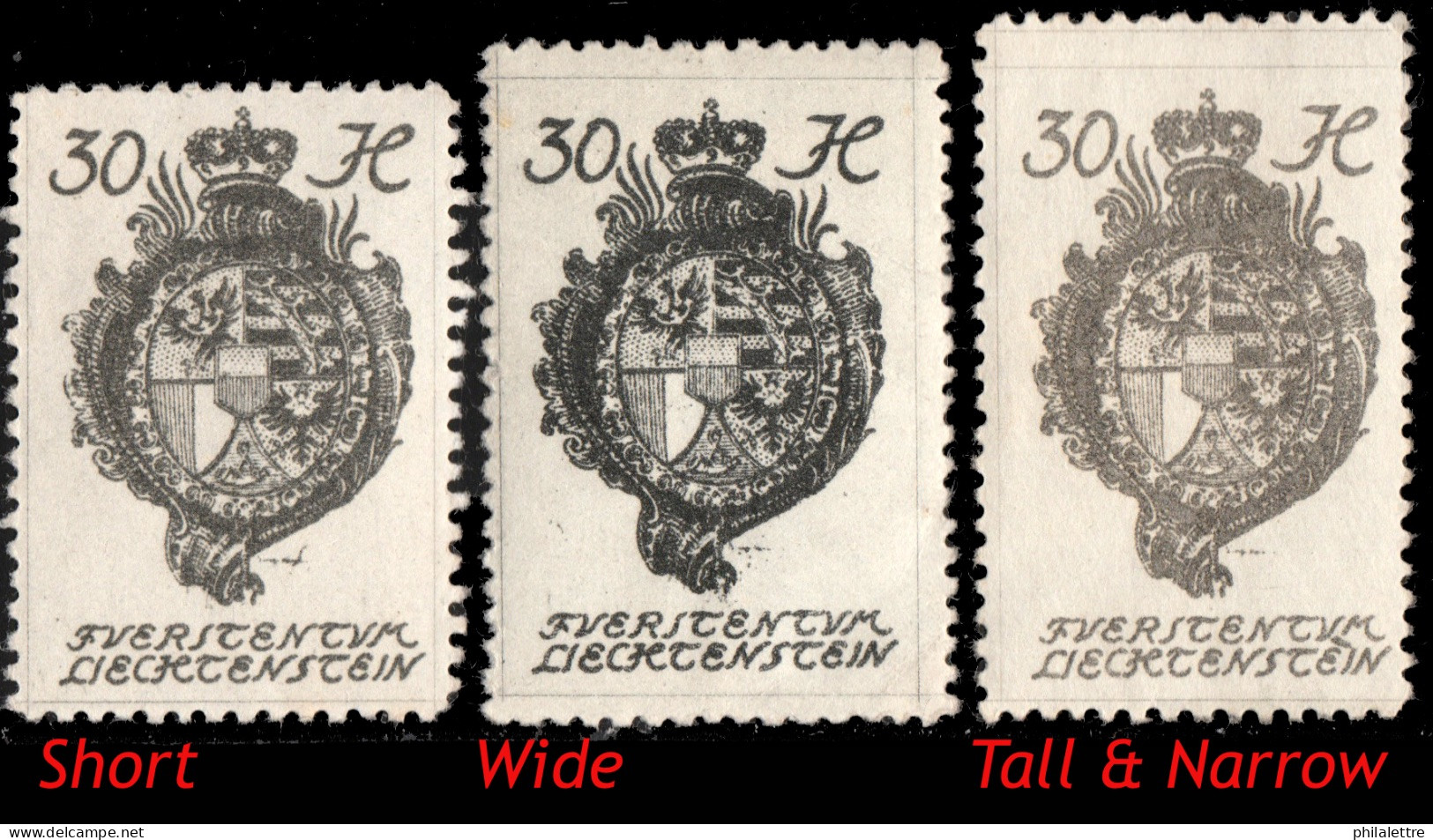 LIECHTENSTEIN - 1920 - 3x Mi.30 - 30h Grey-black (shapes & Shades) - Mint* - Neufs