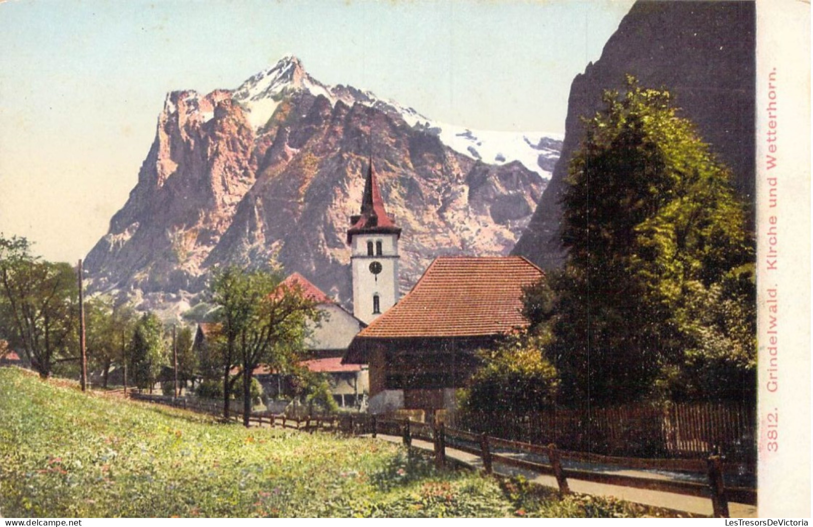 SUISSE - Grindelwald - Kirche Und Wetterhorn - Carte Postale Ancienne - Grindelwald