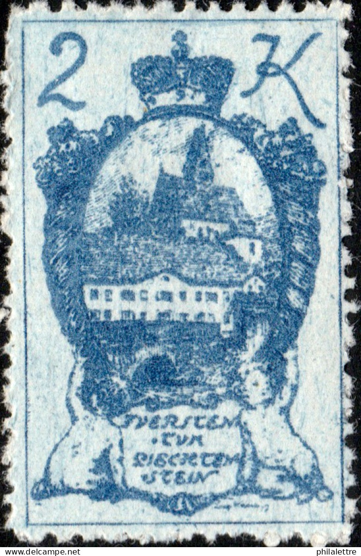 LIECHTENSTEIN - 1920 - Mi.36 - 2Kr Grey-ultramarine - Blued Background - Mint* - Unused Stamps