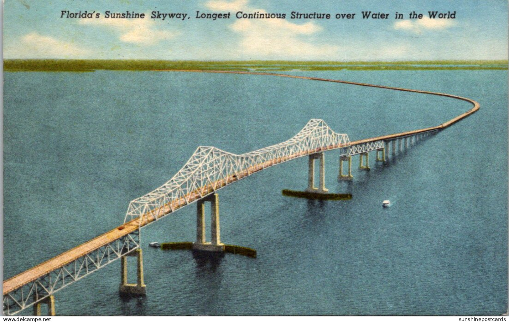 Florida St Petersburg The Sunshine Slyway Bridge 1963 Curteich - St Petersburg