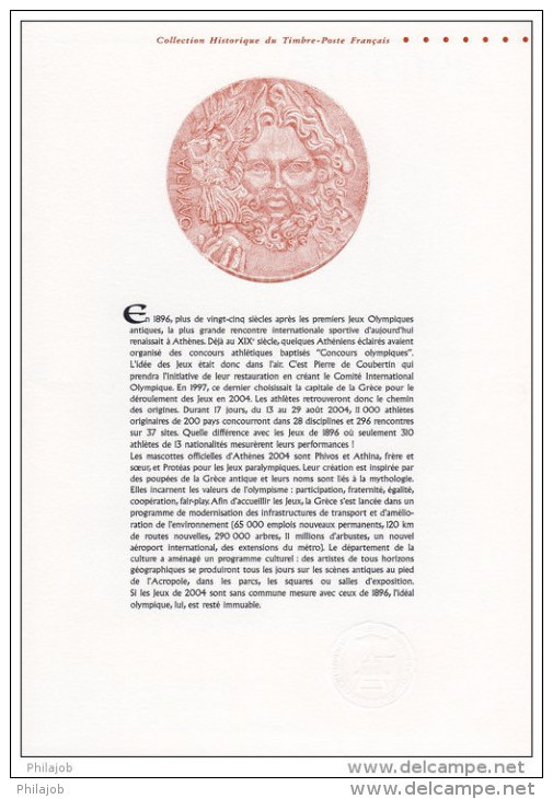 (Faciale 5 €) " J.O. D'ATHENES 2004 " Sur Document Officiel De 4 Pages De 2004 N°YT BF 73. Parfait état ! DPO A SAISIR ! - Summer 2004: Athens