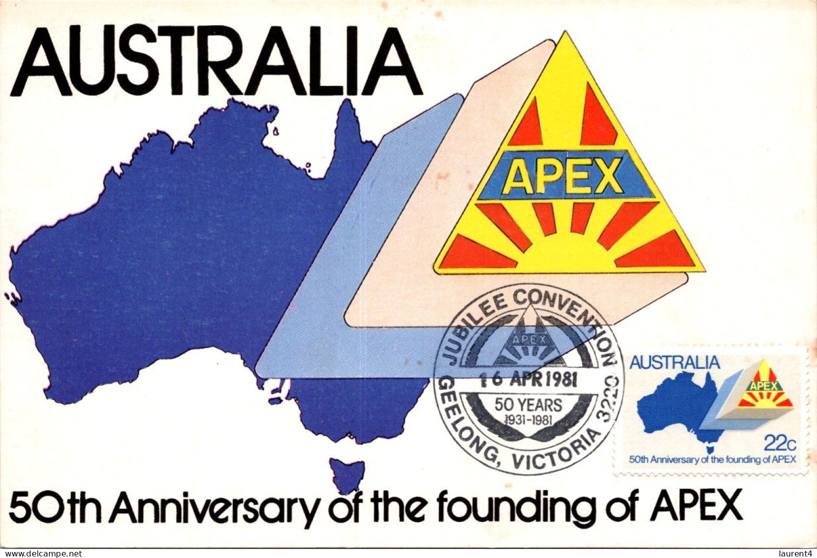 6-8-2023 (1 T 38) Australia - APEX Maxicard 1981 (50th Anniversary) - Cartas Máxima