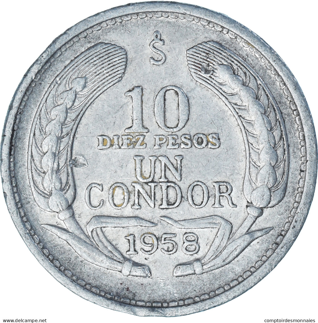 Monnaie, Chili, 10 Pesos, 1958 - Chili