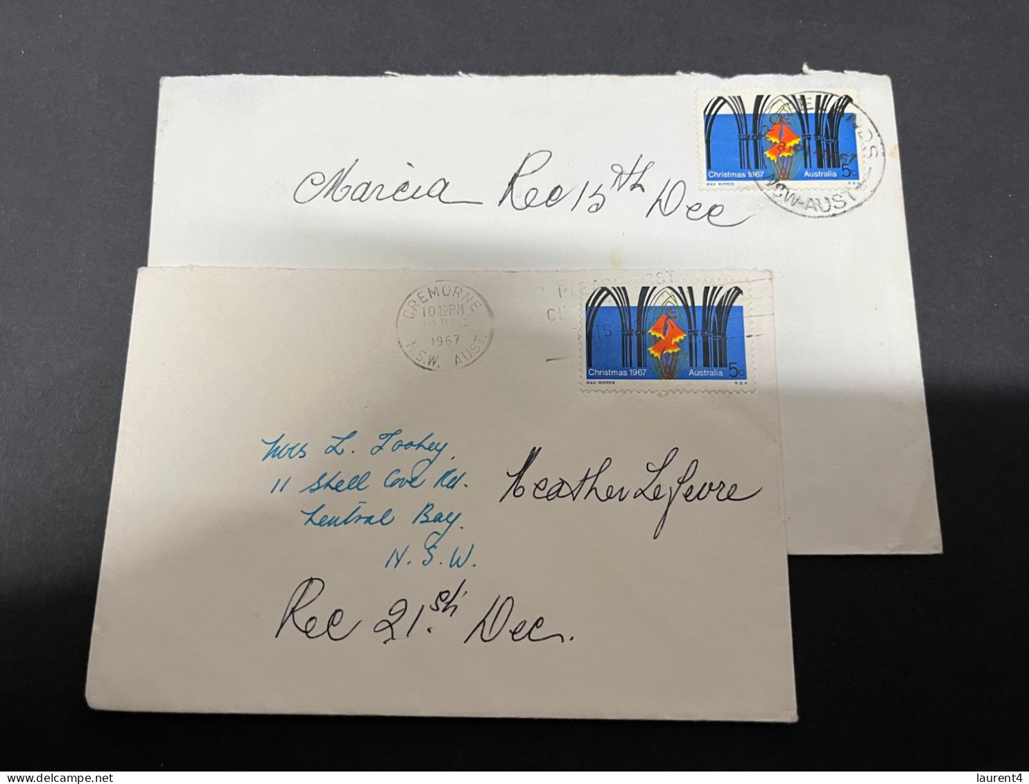 6-8-2023 (1 T 39)  Australia - 2 Lettes Posted With Stamps (Christmas) - Covers & Documents