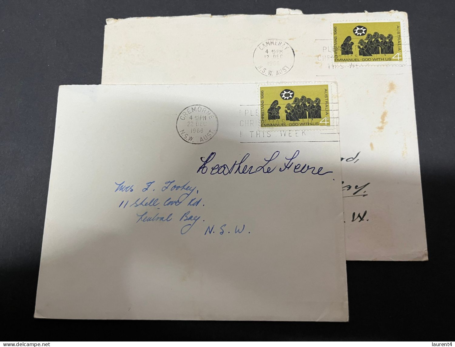 6-8-2023 (1 T 39)  Australia - 4 Lettes Posted With Stamps (Christmas 1966) - Cartas & Documentos