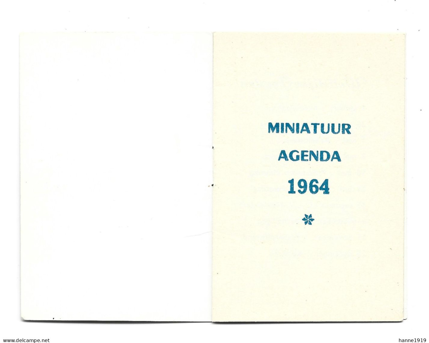 Calendrier Kalender 1964 Miniatuur Agenda Calendar Calendario Htje - Small : 1961-70