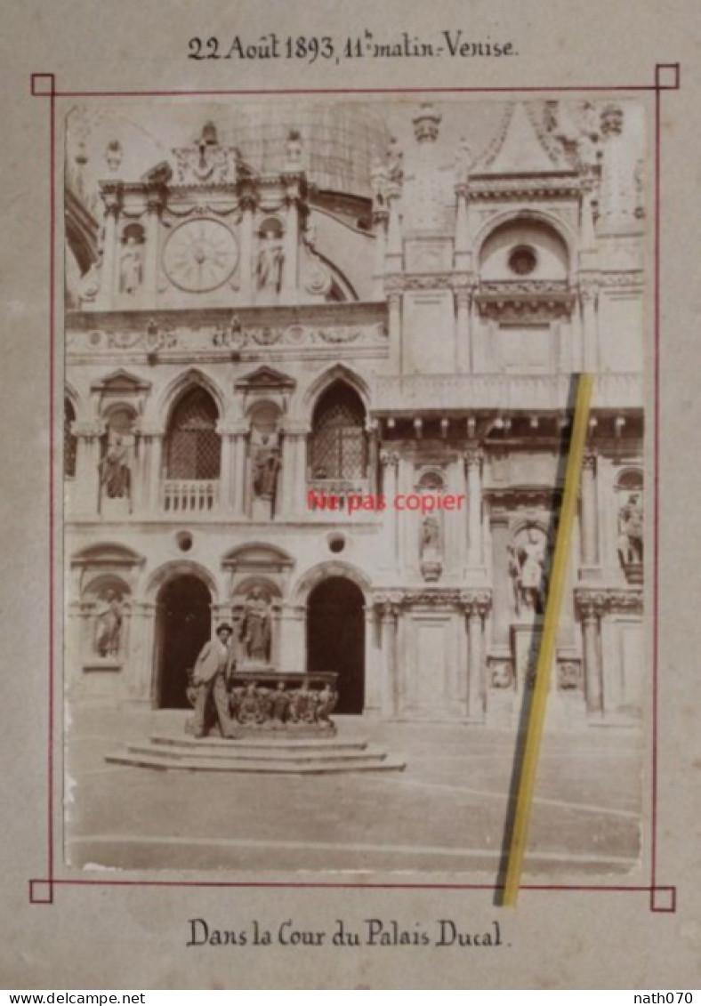 Photo 1893 Venise Cour Du Palais Ducal Italie Tirage Albuminé Albumen Print Vintage - Antiche (ante 1900)