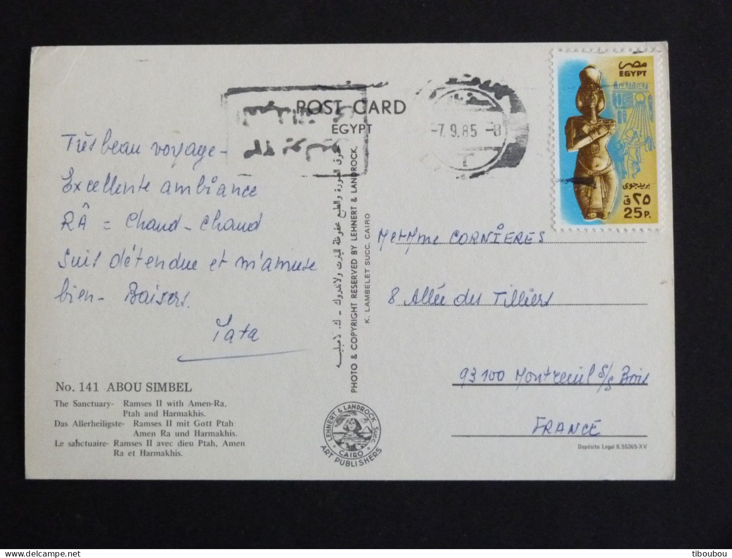 EGYPTE EGYPT AVEC YT PA 172 PHARAON AKHENATON - ABOU SIMBEL - Storia Postale