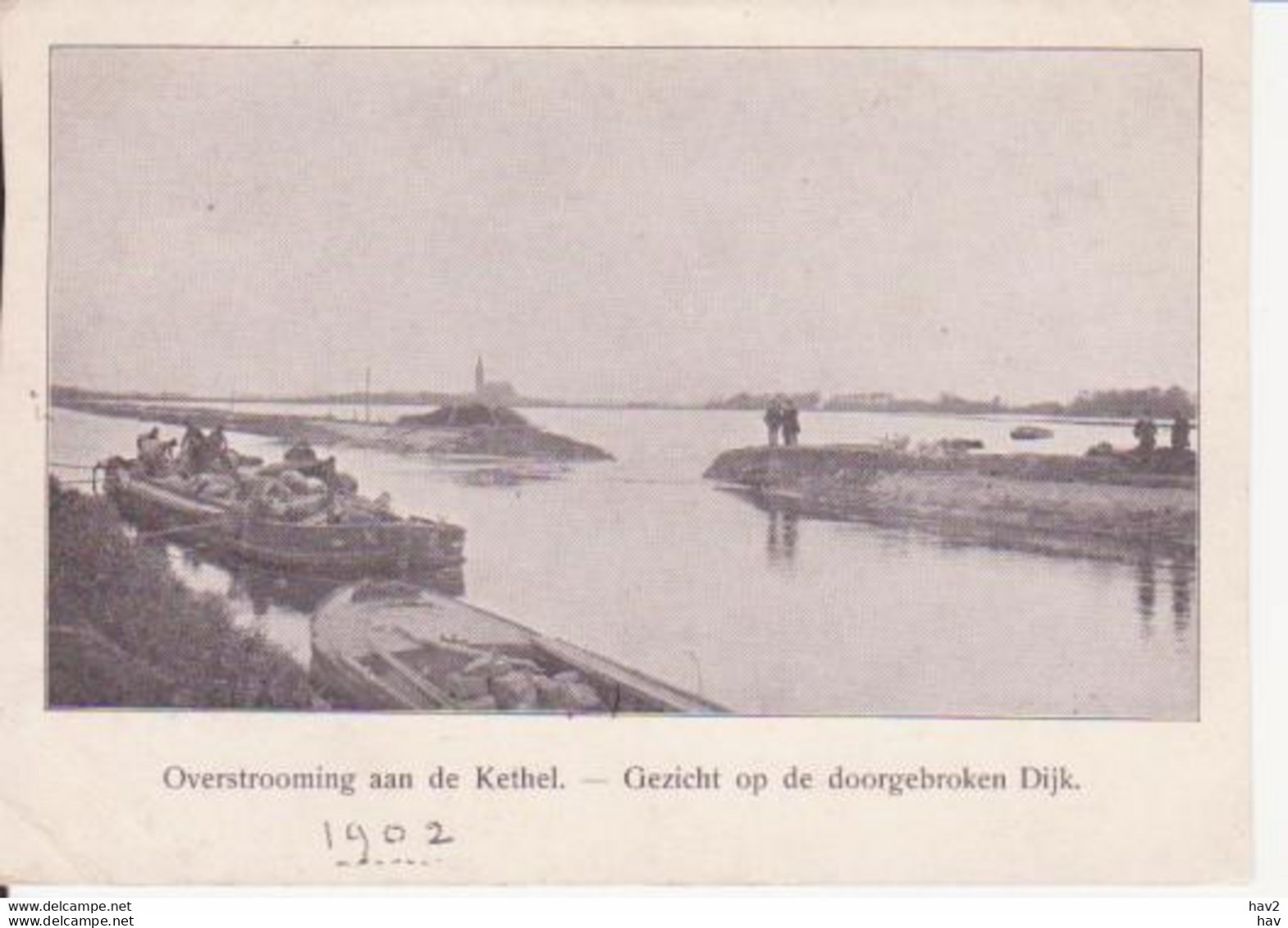 Schiedam Kethel Overstroming 1902 Gezicht Op Dijk  RY12778 - Schiedam
