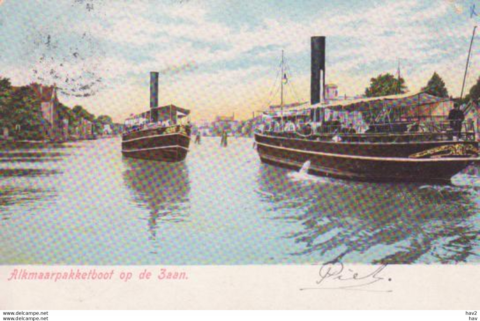 Zaanstreek Alkmaar Pakketboot Op Zaan 1905 RY15466 - Zaanstreek