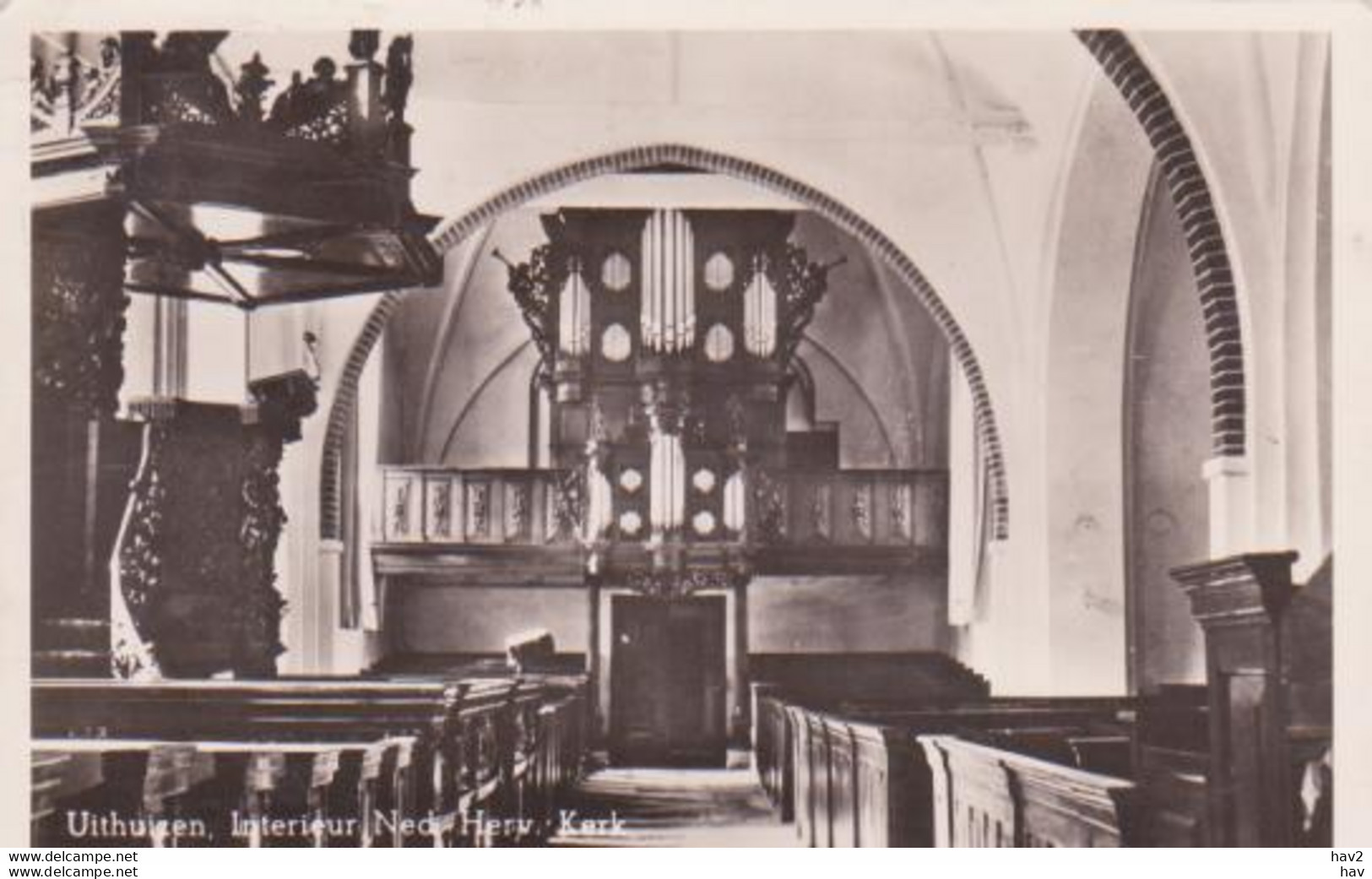 Uithuizen N.H. Kerk Interieur 1955 RY15347 - Uithuizen