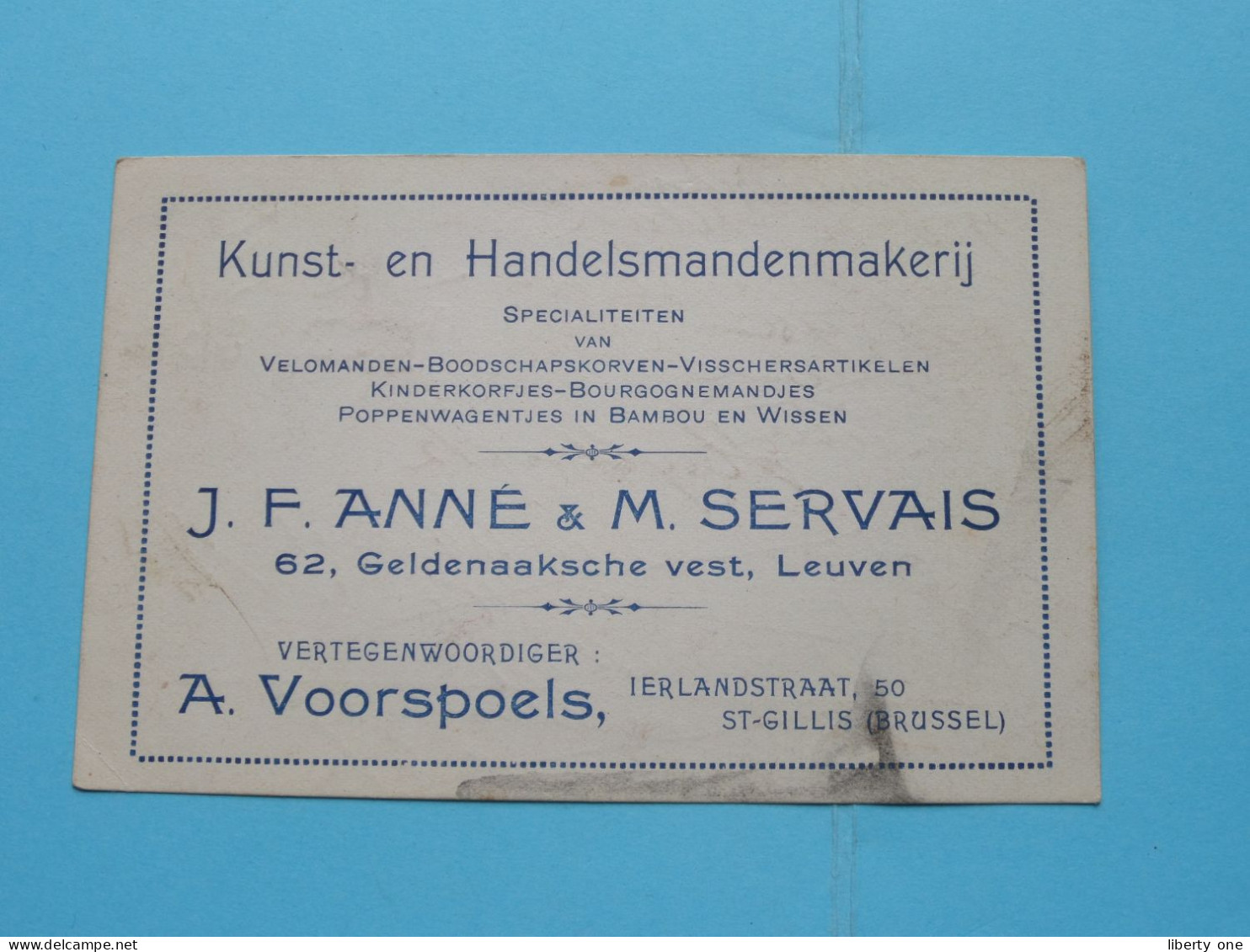 Kunst En Handelsmanden J. F. Anné & M. Servais Te LEUVEN & A. Voorspoels St. Gillis ( Zie Scans ) ( Format 12 X 7 Cm.) ! - Cartes De Visite