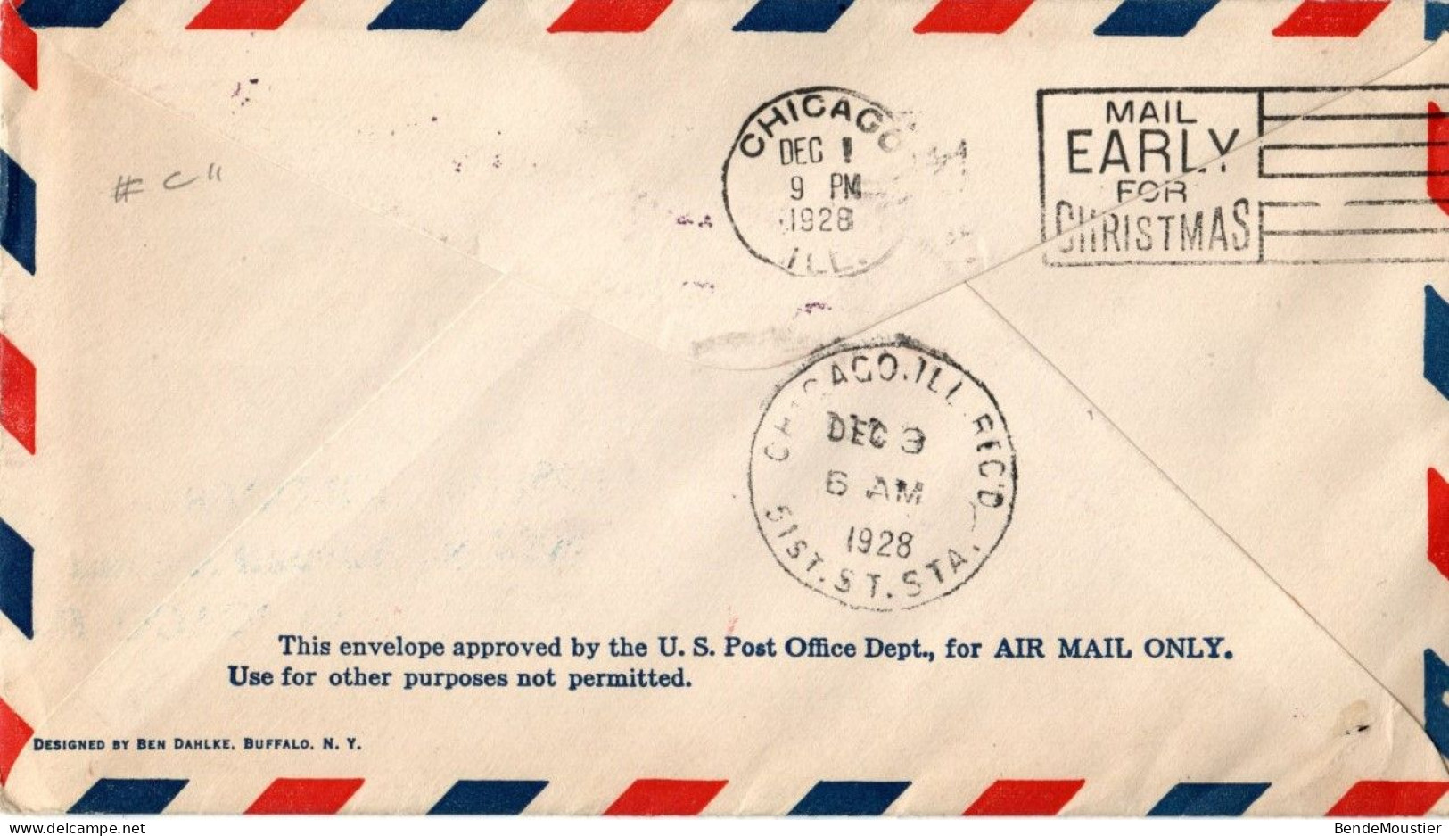 (R98) USA - Scott # C 11 - First Flight Air Mail - Nashville Tenn. C.A.M. 30 - Griffe Postmaster - Nashville 1928. - 1c. 1918-1940 Covers