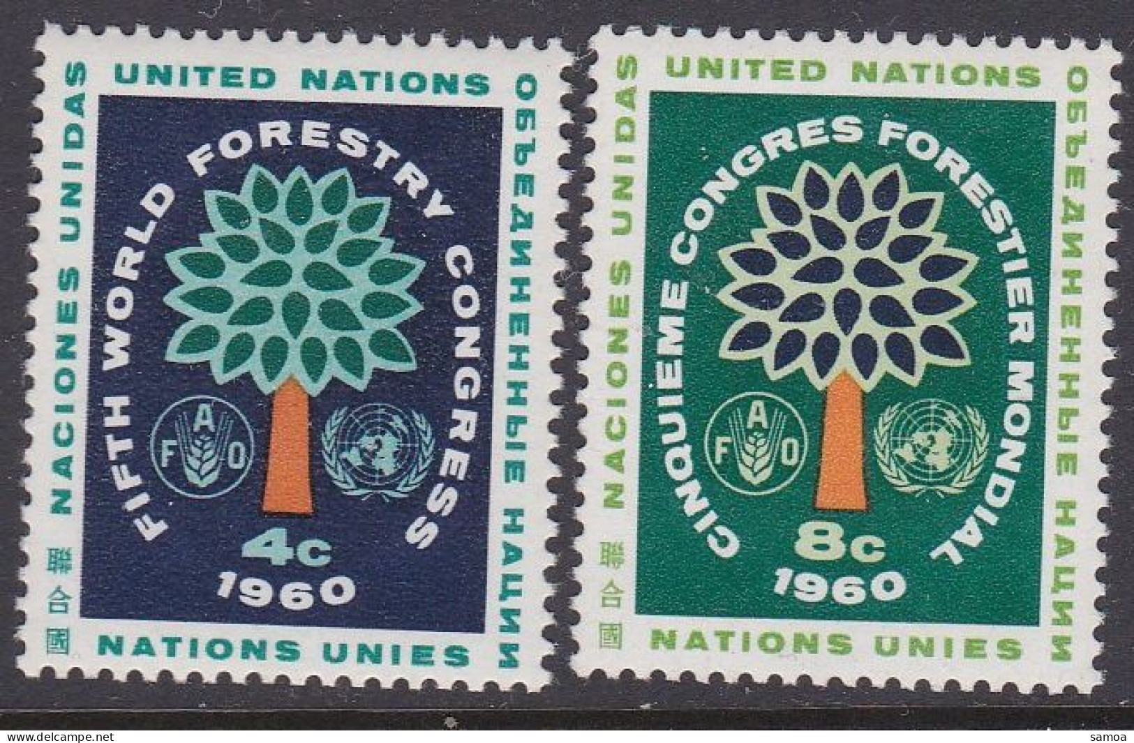 NU New York 1960 78-79 ** Arbres Congrès Forestier Mondial à Seattle - Unused Stamps